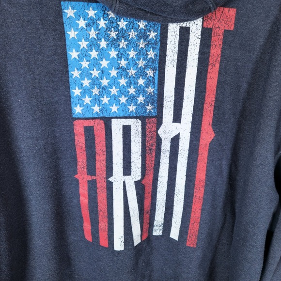 Ariat Men's Navy Blue Hoodie Sweatshirt American Flag Graphic X-Large - Picture 6 of 7